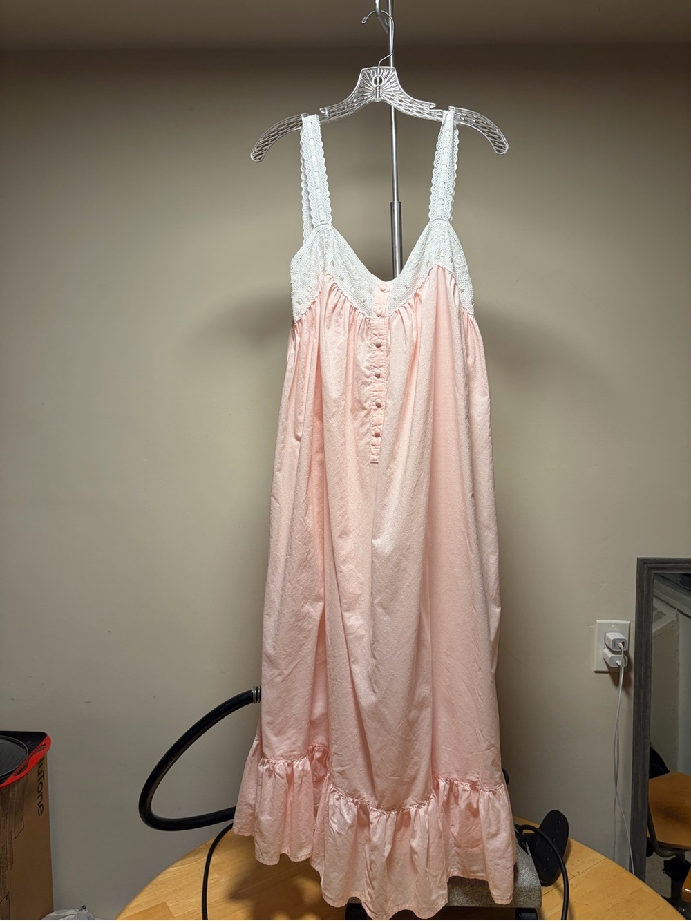 VIntage Victoria's Secret Light Pink Lace-Trim Chemise